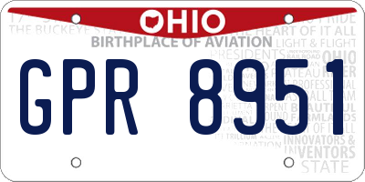 OH license plate GPR8951