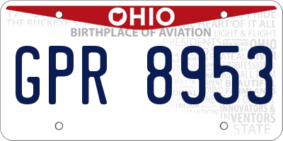 OH license plate GPR8953