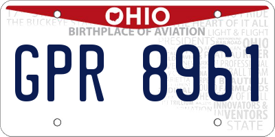 OH license plate GPR8961