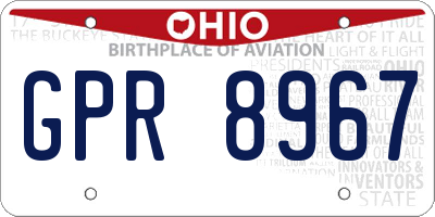 OH license plate GPR8967