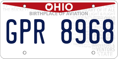 OH license plate GPR8968