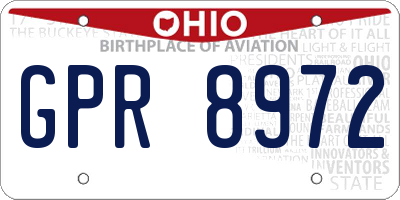 OH license plate GPR8972