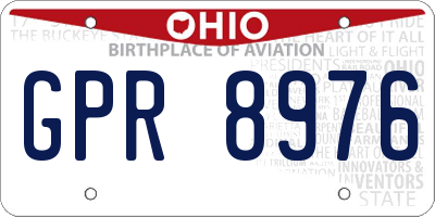 OH license plate GPR8976