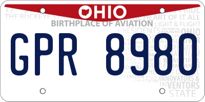 OH license plate GPR8980