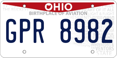 OH license plate GPR8982