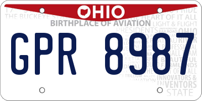 OH license plate GPR8987
