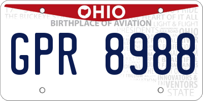 OH license plate GPR8988