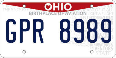 OH license plate GPR8989