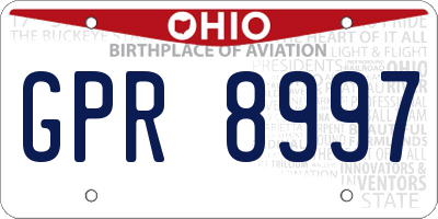 OH license plate GPR8997