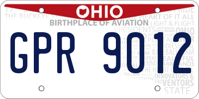 OH license plate GPR9012