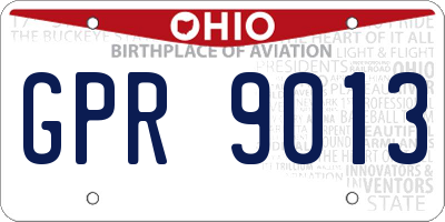 OH license plate GPR9013