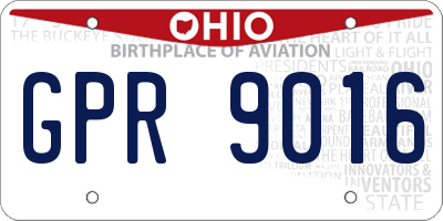OH license plate GPR9016