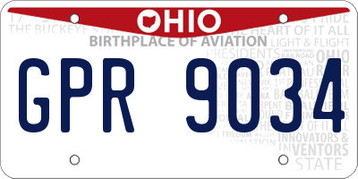 OH license plate GPR9034
