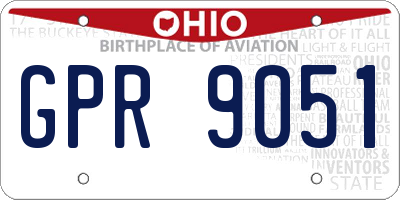 OH license plate GPR9051