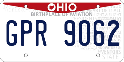 OH license plate GPR9062