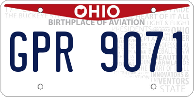 OH license plate GPR9071
