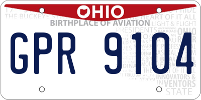 OH license plate GPR9104