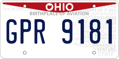 OH license plate GPR9181