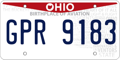 OH license plate GPR9183