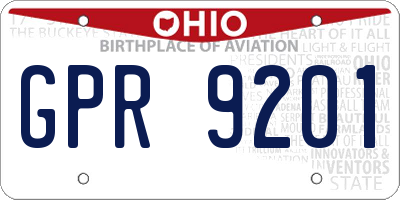 OH license plate GPR9201