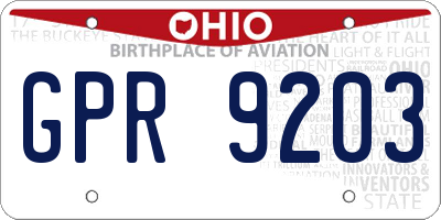 OH license plate GPR9203