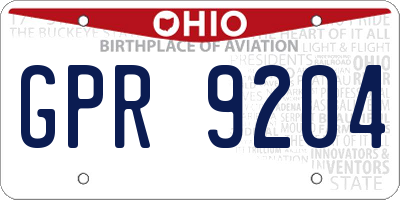 OH license plate GPR9204