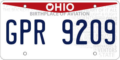 OH license plate GPR9209