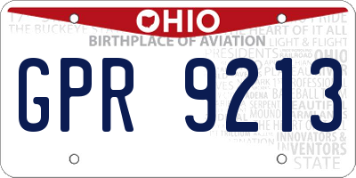 OH license plate GPR9213