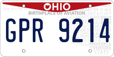OH license plate GPR9214