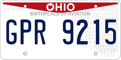 OH license plate GPR9215