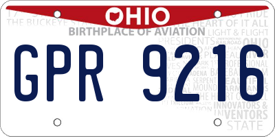 OH license plate GPR9216