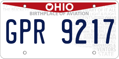 OH license plate GPR9217
