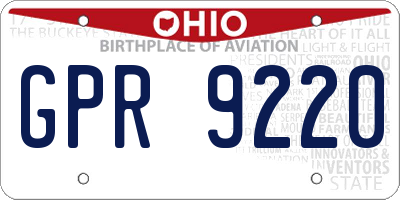 OH license plate GPR9220