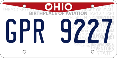 OH license plate GPR9227