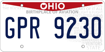 OH license plate GPR9230