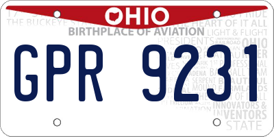 OH license plate GPR9231