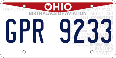 OH license plate GPR9233