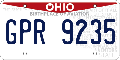 OH license plate GPR9235