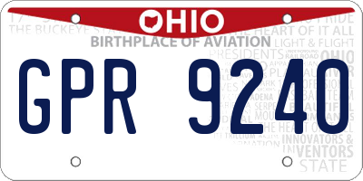 OH license plate GPR9240