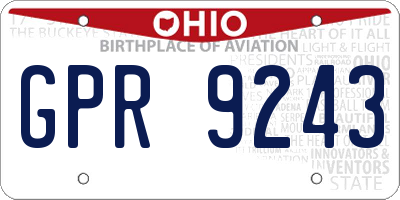 OH license plate GPR9243