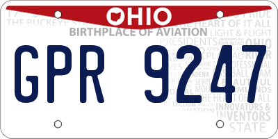 OH license plate GPR9247