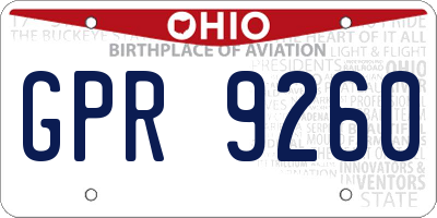 OH license plate GPR9260