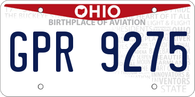 OH license plate GPR9275