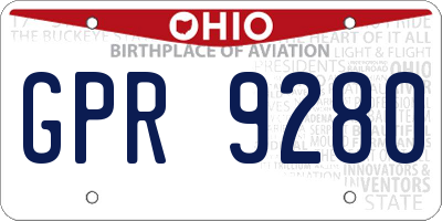 OH license plate GPR9280