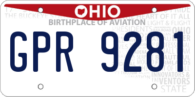OH license plate GPR9281