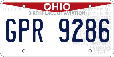 OH license plate GPR9286