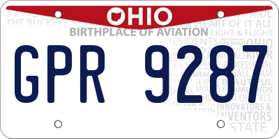 OH license plate GPR9287