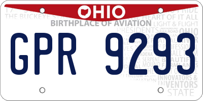 OH license plate GPR9293