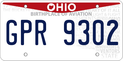 OH license plate GPR9302