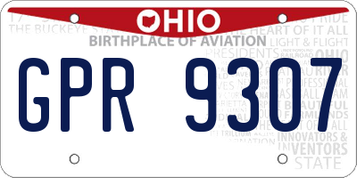 OH license plate GPR9307